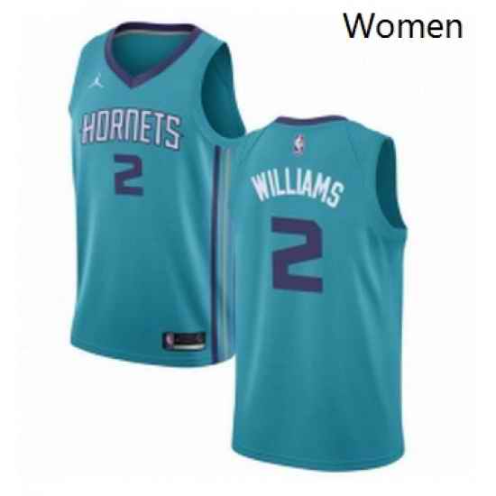 Womens Nike Jordan Charlotte Hornets 2 Marvin Williams Authentic Teal NBA Jersey Icon Edition